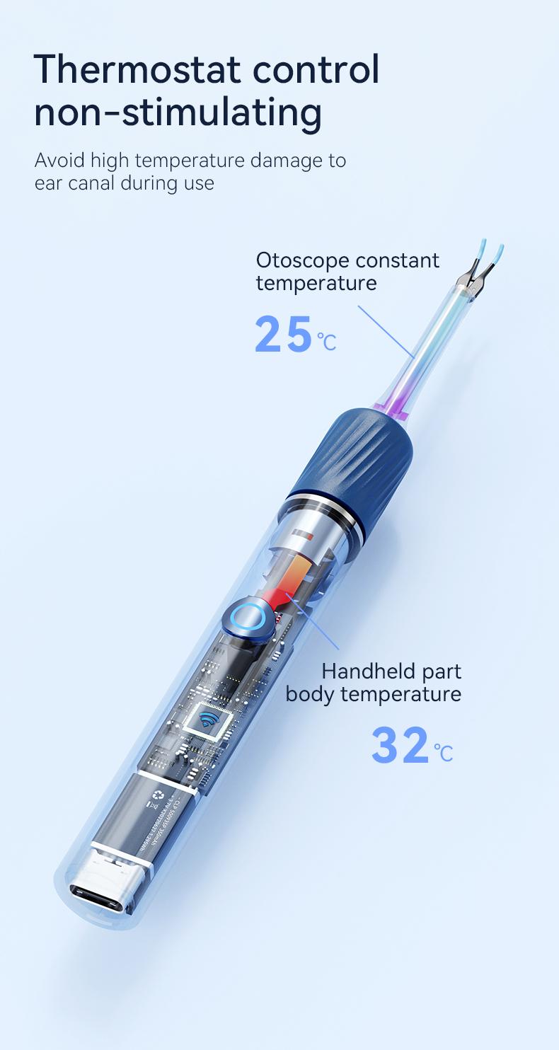 2026 Upgrade Silicone Ear Wax Removal Kit with 12 MP HD Camera, Portable 360° Wide-Angle Ear Cleaner, Type-C Rechargeable, Waterproof Endoscope for iOS & Android, Earwax Remover for Adults