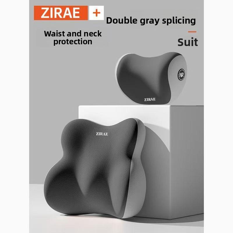 Car Neck Pillow Lumbar Support Set Memory Foam Backrest Cushion High Density Comfortable Headrest for Vehicle Office Home Use