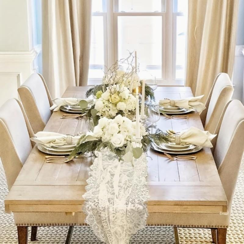 1Pack White Lace Table Runner 30 X120 Inch Embroidered Boho Table Runner for Wedding Party Bridal Shower Decorations Vintage Rustic Table Runners