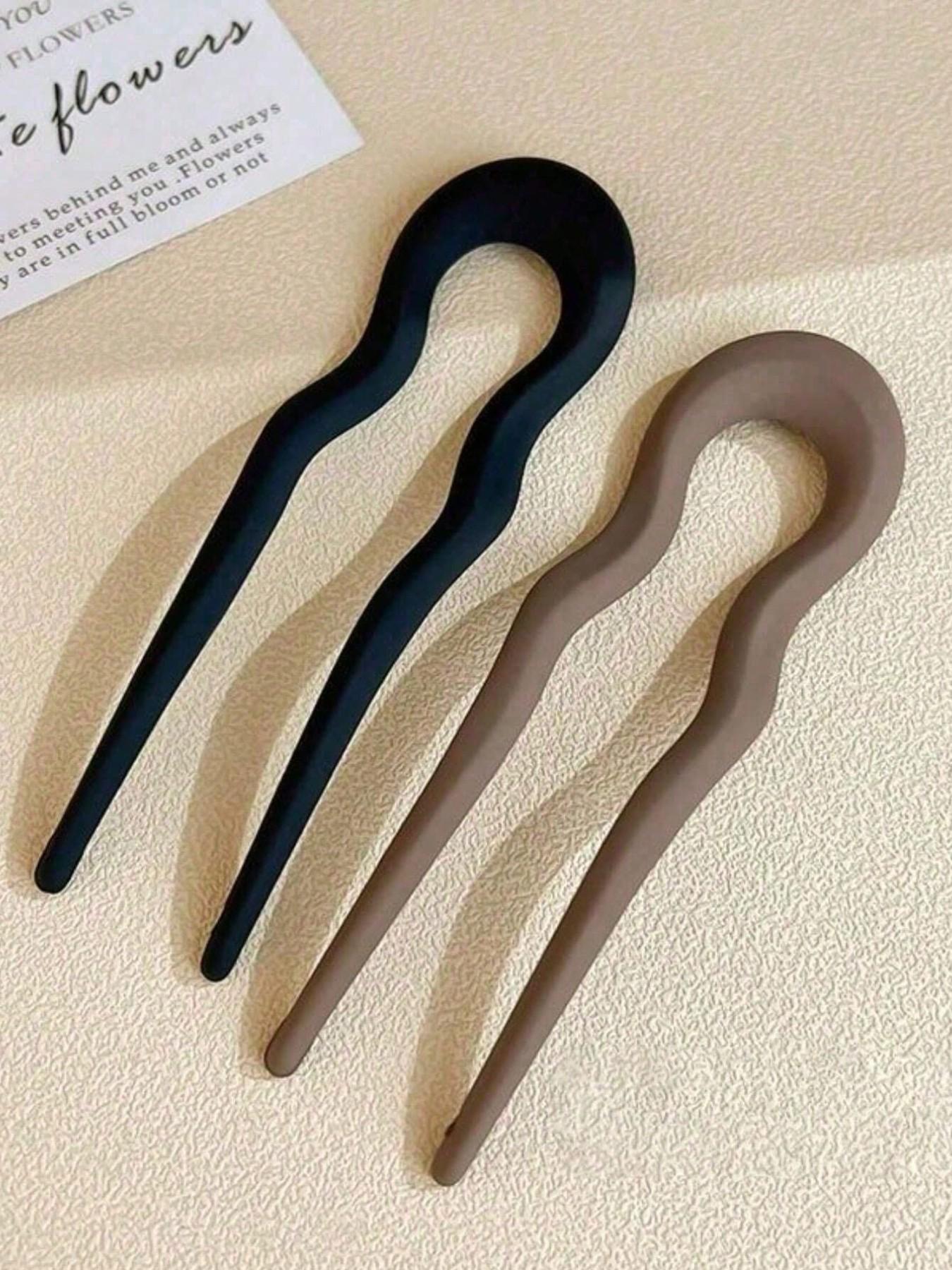 French Twist Spin Hair Forks, U-Shaped Hair Clips, Suitable For Spiral Buns, Tortoiseshell, Fashionable Flexible & Durable Women Hair Accessories