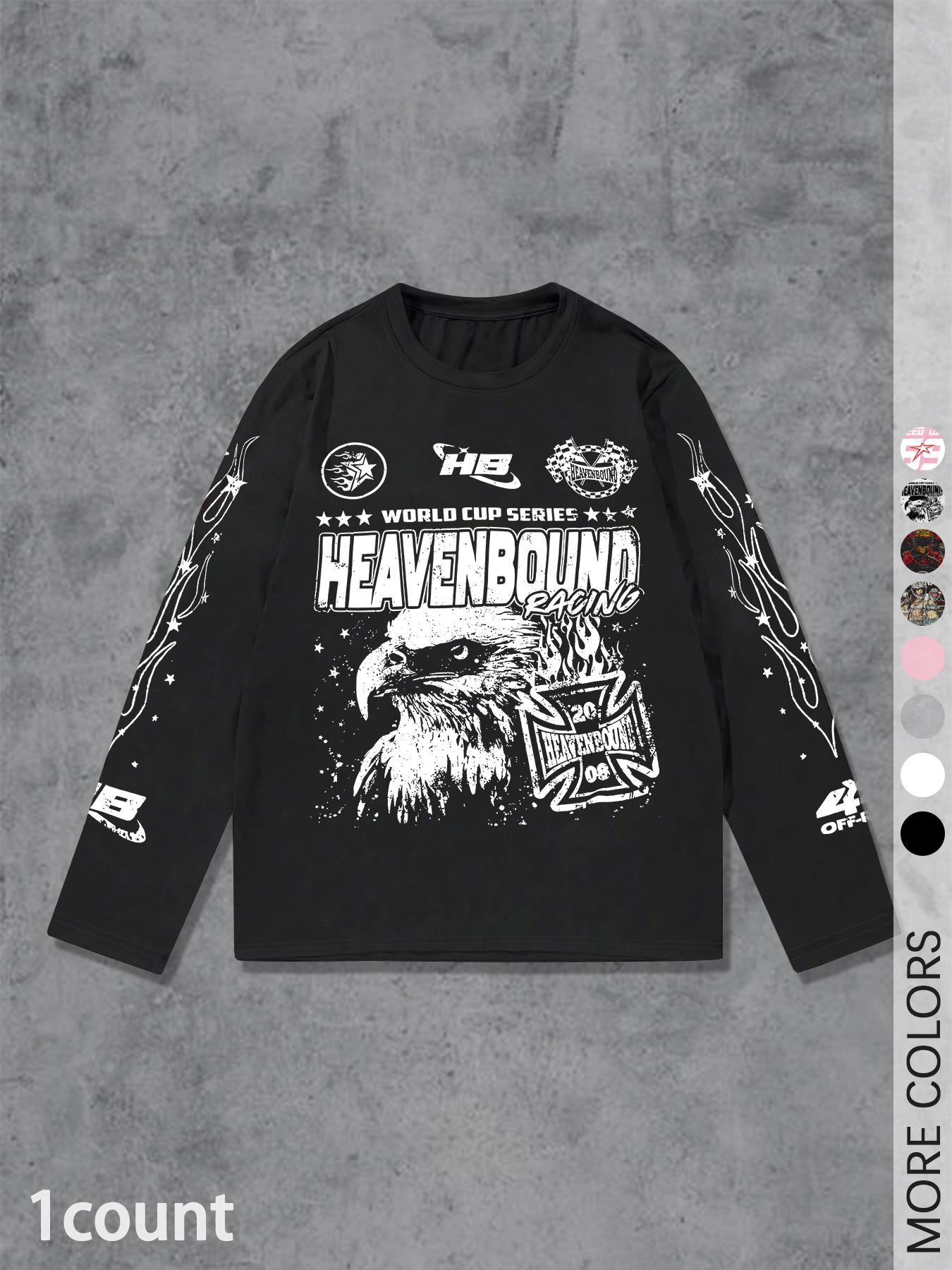 Men's Letter ＆ Number Print Long Sleeve Tee, Regular Fit Casual Street T-shirt for Daily Wear, Men's Top for All Seasons