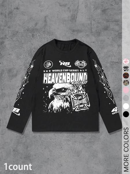 Men's Letter ＆ Number Print Long Sleeve Tee, Regular Fit Casual Street T-shirt for Daily Wear, Men's Top for All Seasons