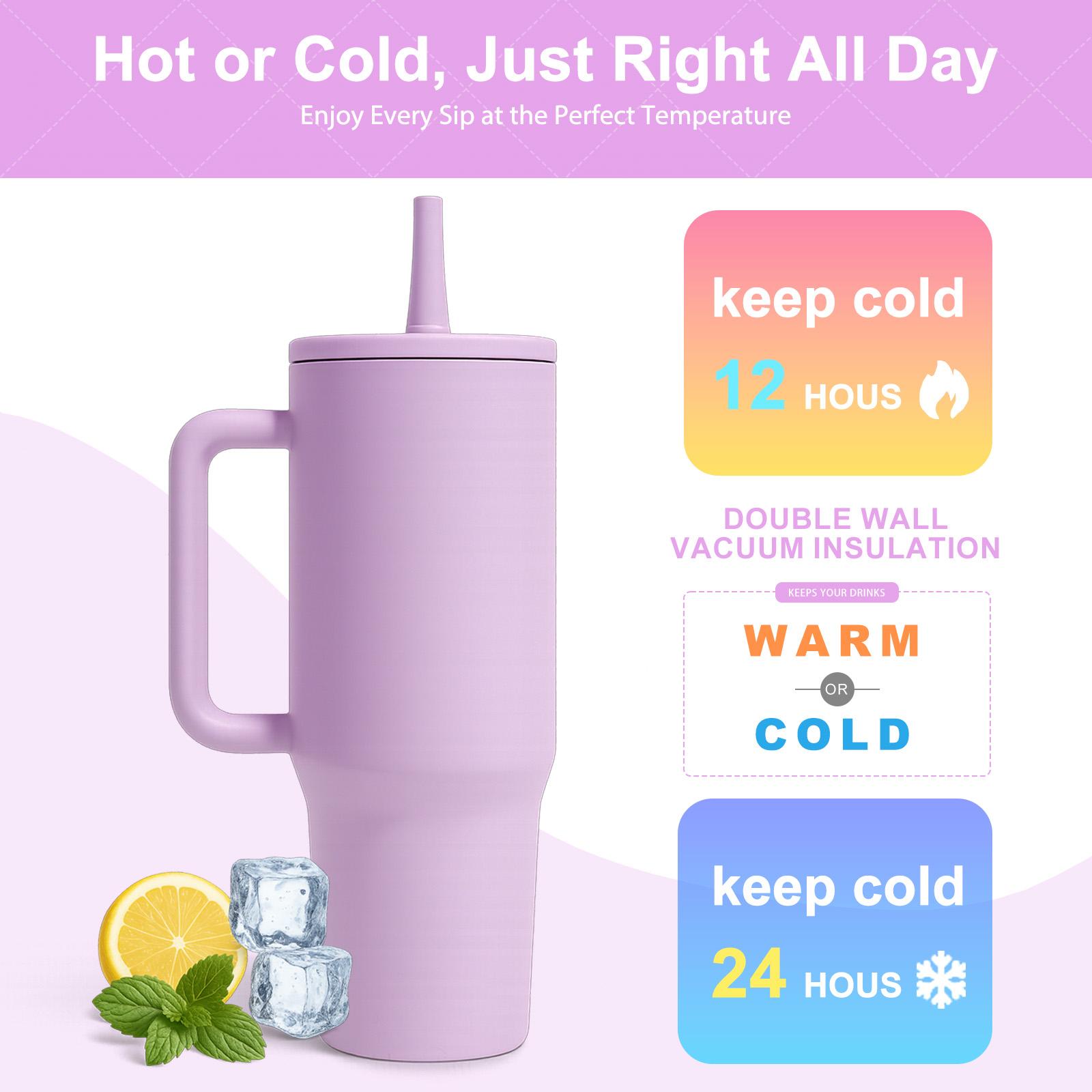 40 Oz Large Capacity Travel Mug, Portable Vacuum Water Bottle with Handle & Foldable Straw, Ideal for Home Office Outdoor Camping, Hydration Tumbler, Vacuum Insulated Flask