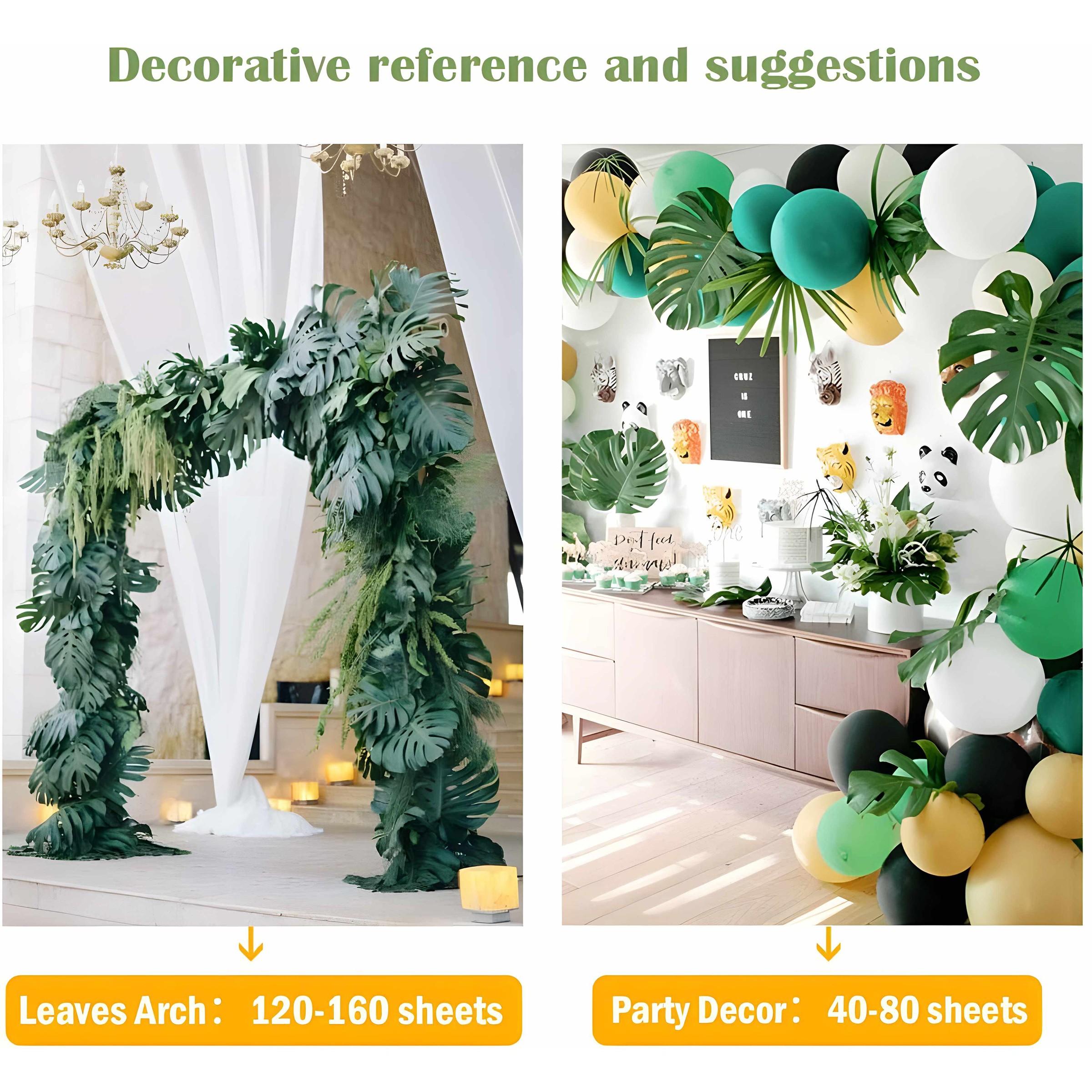 30pcs Palm Leaf Artificial Tropical Monstera Leaves, Hawaiian Party Table Decor, Wedding Birthday Theme, Plant Party Decoration, Artificial Plants, Decorative Artificial Plants, Decorative Fake Plants