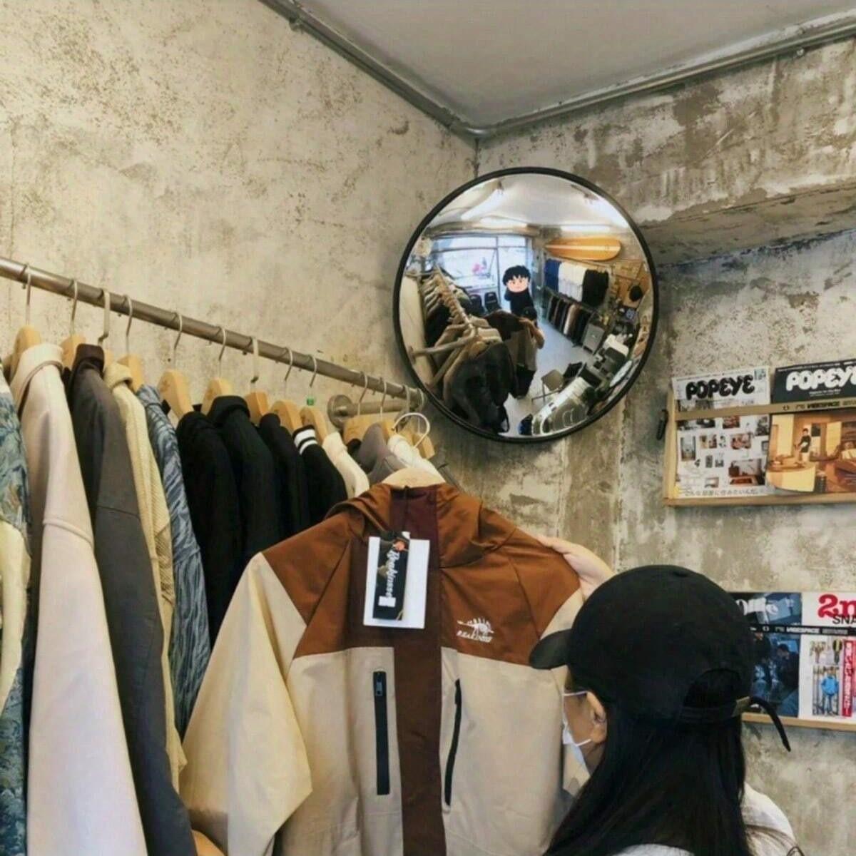 📸 The Ultimate "Fisheye" Selfie Spot! Black Art Decor Round Convex Mirror | Wide Angle Wall Mounted Mirror for Living Room, Trendy Industrial Aesthetic Prop