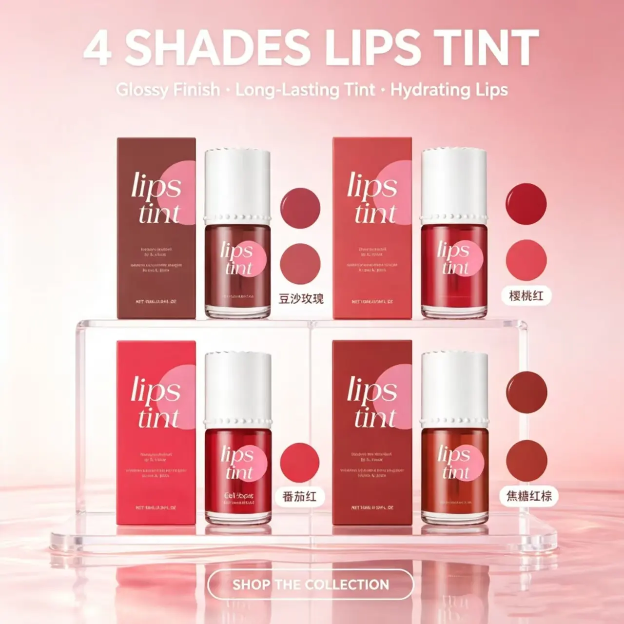 Dual Use Lip & Cheek Hydrating Lip Tint, Natural Easy Application, Bright Vivid Color Multi Shade Long Lasting Lip Stain