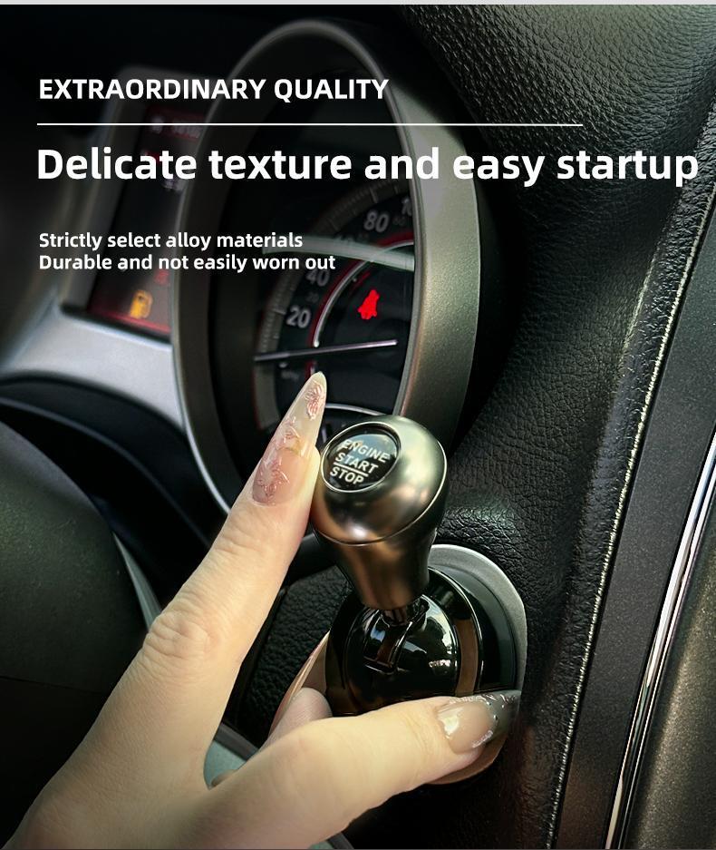 Metal Car Push Start Button Cover - Automotive Interior Protective Gear, 1-Click Lever, Modern Button Look Car Accessories, Auto Accessories Interior