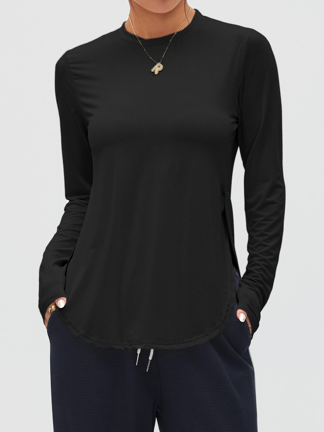 Women's High Elasticity Long Sleeve Breathable Mesh T-Shirt, Ideal for Gym Workouts Outdoor Hiking Cycling Yoga Running Base Layer Top, Fitness Running Tops, Athletic Yoga Tops