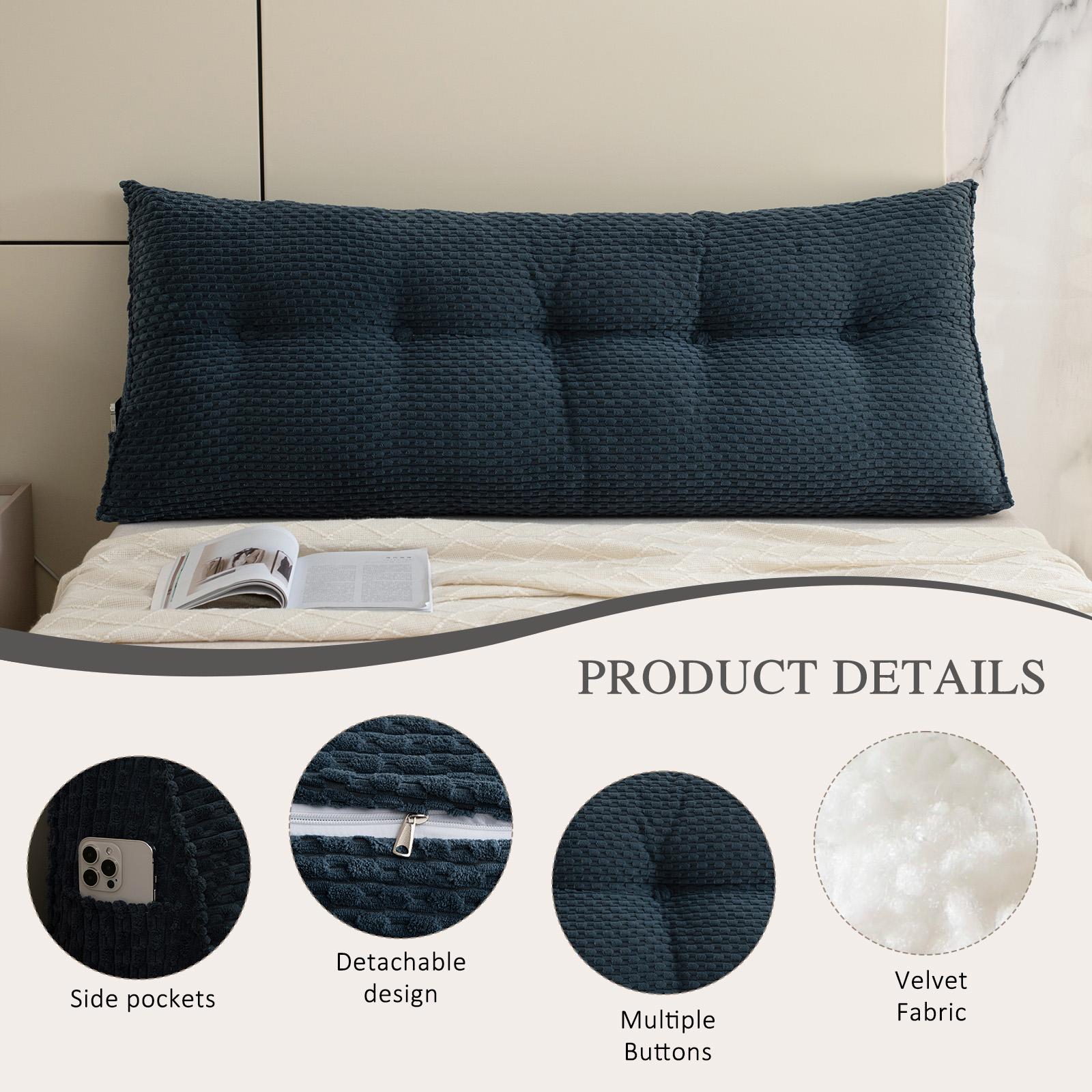 Headboard Wedge Pillow  Reading Bolster Pad Back Support Cushion couch bed rest velvet king size cotton  pillow