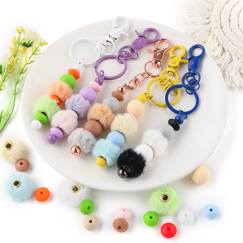Mixed Color Plush Ball Beads Set, 57pcs/box Round Beads, DIY Jewelry Making Supplies for Necklace Earrings Bracelet Making, Jewelry Making Kit, Handmade Crafts, Jewelry Making Tools, Diy Jewelry Decoration