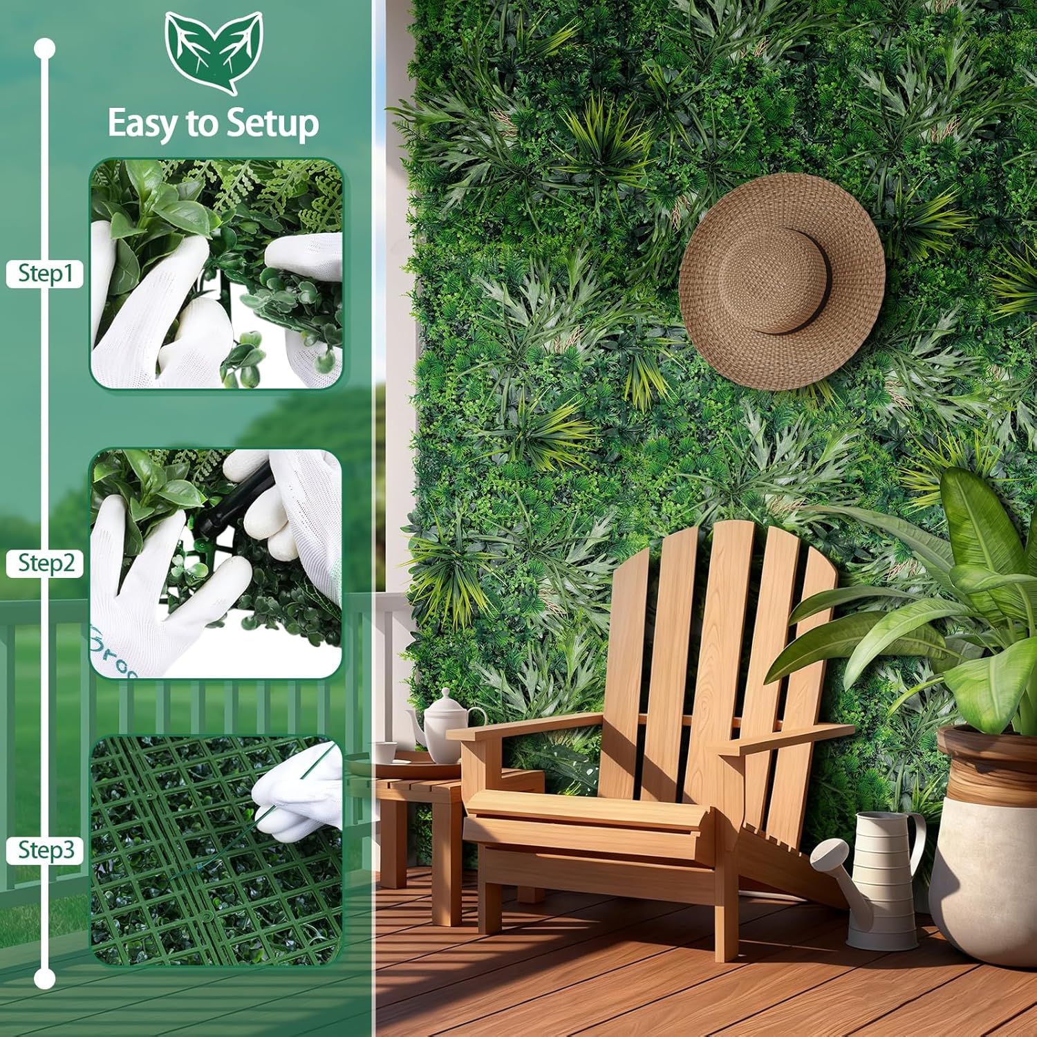 20"X20" Grass Wall, 6 count Boxwood Panels UV-Protected Faux Grass Backdrop Wall,Greenery  Hedge Screen for Outdoor Garden Patio, Indoor Party Balcony Fence Decor