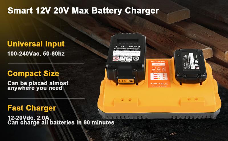 Amityke DCB102 Battery Charger Station Replacement for Dewalt Compatible with 12V/20V Max Battery