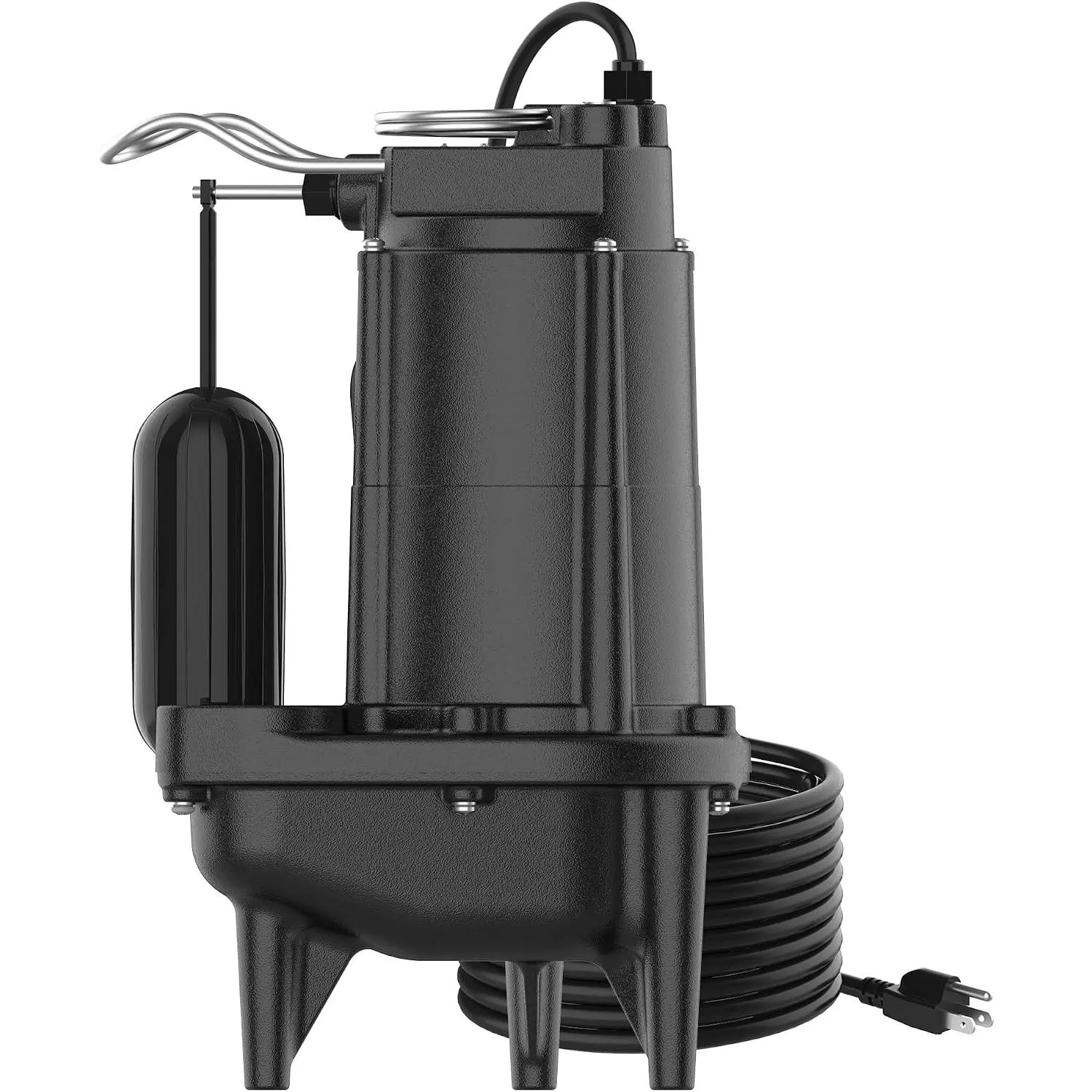 1/2 HP Sewage Pump, Cast Iron Effluent Pump, Automatic Float Switch, Sewage Sump Pump for Sump Basin, Basement, Residential Sewage, 2'' NPT Discharge, Dark
