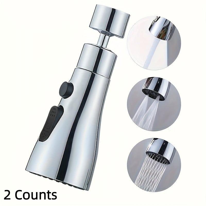 2 Counts 3-Mode Faucet Aerator, 360° Rotatable Faucet Sprayer Attachment, Kitchen Faucet Extender, Sink Sprayer Attachment, Faucet Aerator Extension