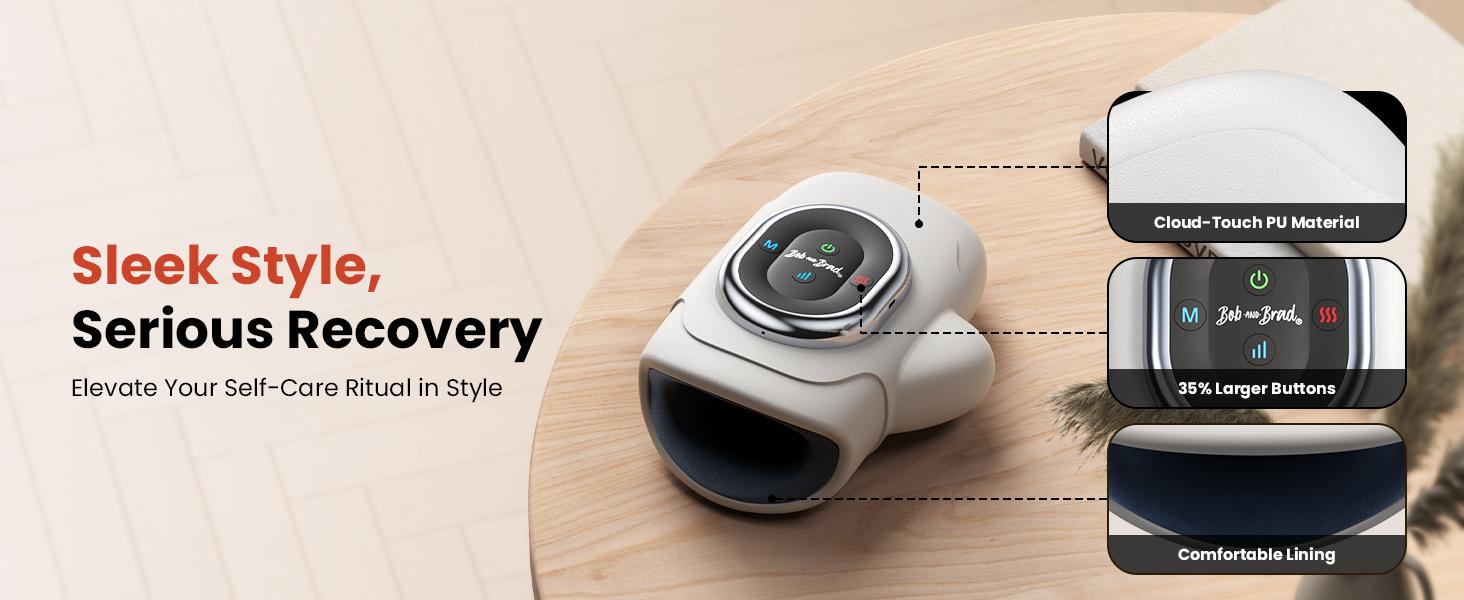 【Bob and Brad H50 Cordless Hand Massager】 with Heat Compression Portable for Arthritis and Carpal Tunnel, Pain Relief,Idea Gift