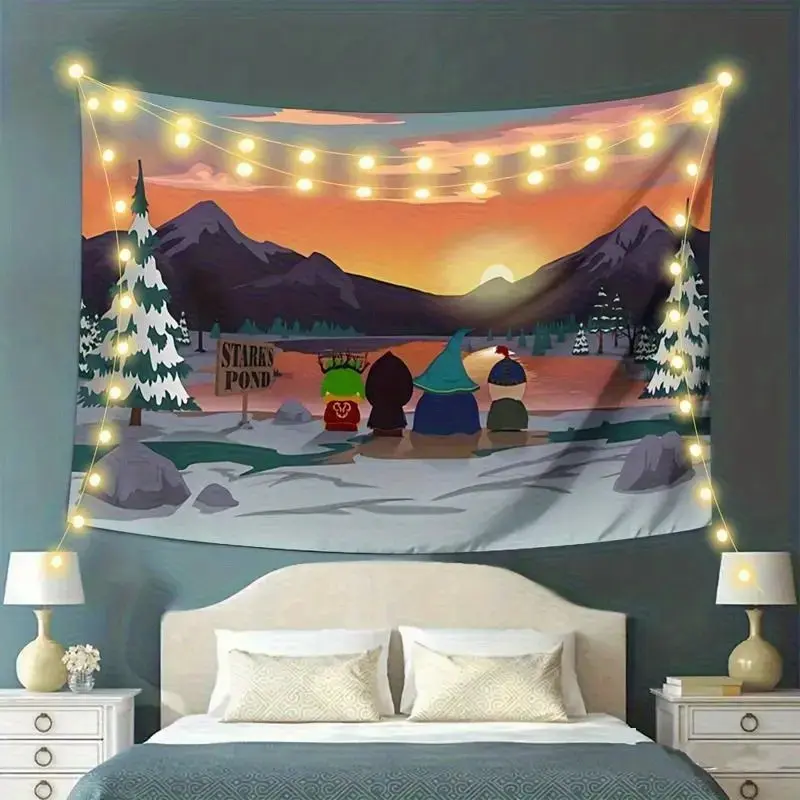 1pc Synthetic Polyester Classic Cartman Theme Pattern Peach Light Beige 1-Piece Rectangular Wall Tapestry - Indoor Living Room Background Decor, Dorm Room Inspo Artistic Accent