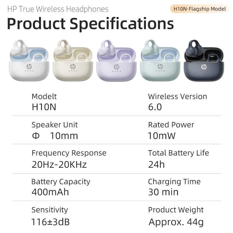 Hp Ipx4 Waterproof Wireless Earbuds, Fast Charging Long Lasting, Secure Fit, Touch Control, Auto Pairing, Ideal for Daily Use, Sports, Travel