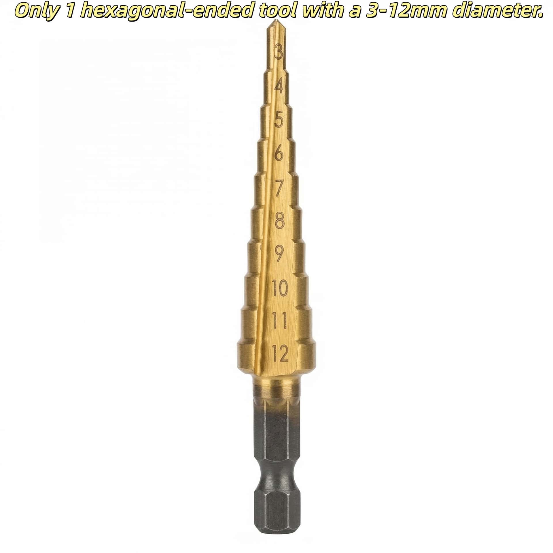 Stair Cone Drill Bit Set, Durable Stainless Steel, Hex Head, Suitable for Plastic/glass, Compatible with Disc Sander, Home Renovation Projects