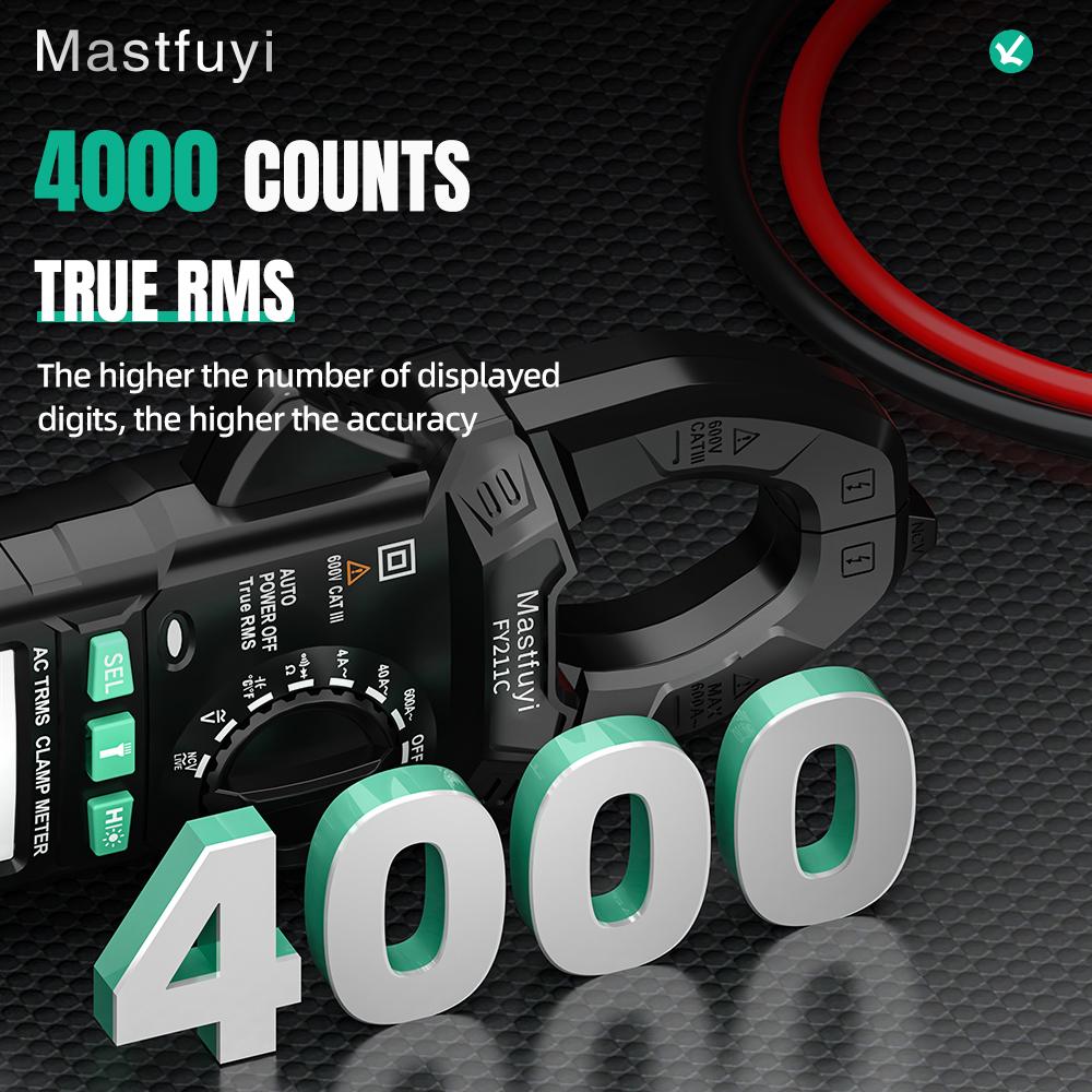 Automatic Range Clamp Multimeter Ac Dc Trms 4000 Counts, Resistance Capacitance Diode Test Ncv Contactless Voltage Detection Backlit Display Digital Multimeter