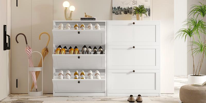 VOWNER Shoes Cabinet with Drawers for Narrow Entryway,Shoe Storage Cabinet Shoe Rack Organizer for Bedroom Living Room