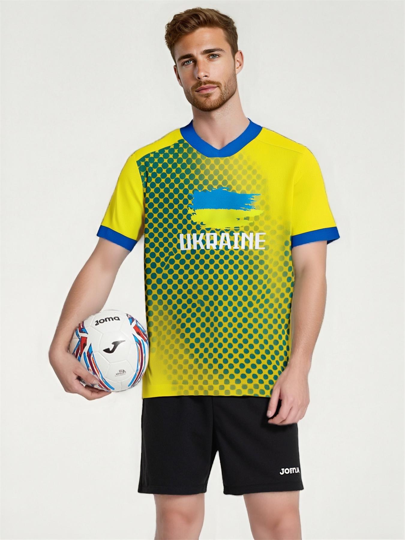 Ukraine Football Jersey Men's Breathable Soccer Shirt Ukraine National Team Fan Training Uniform