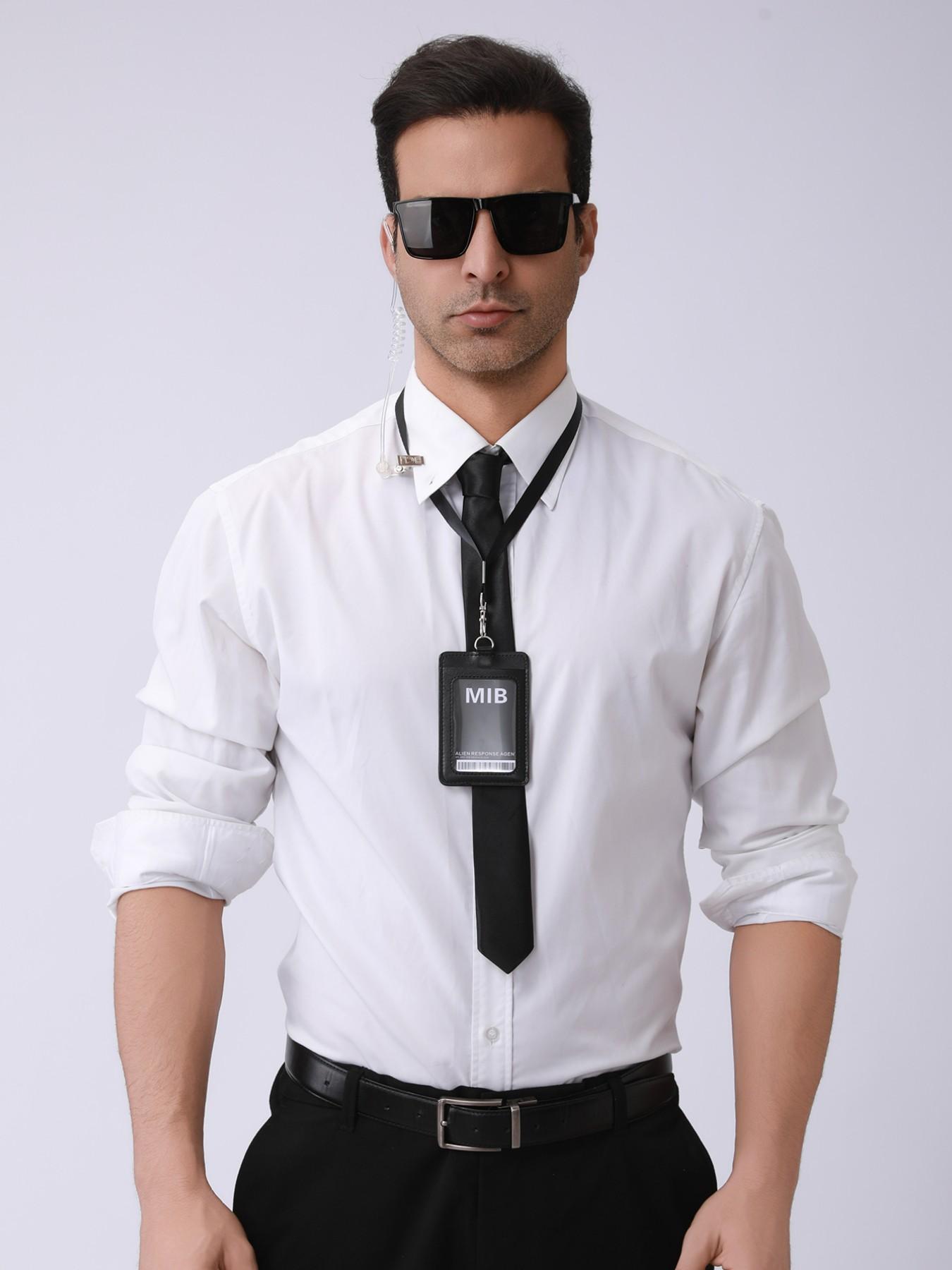 5pcs Role-Playing Costume Set, Secret Agent with Glasses, Earpiece, Tie, Card, Card Holder, Rope, Perfect for Parties, Festivals, Birthdays