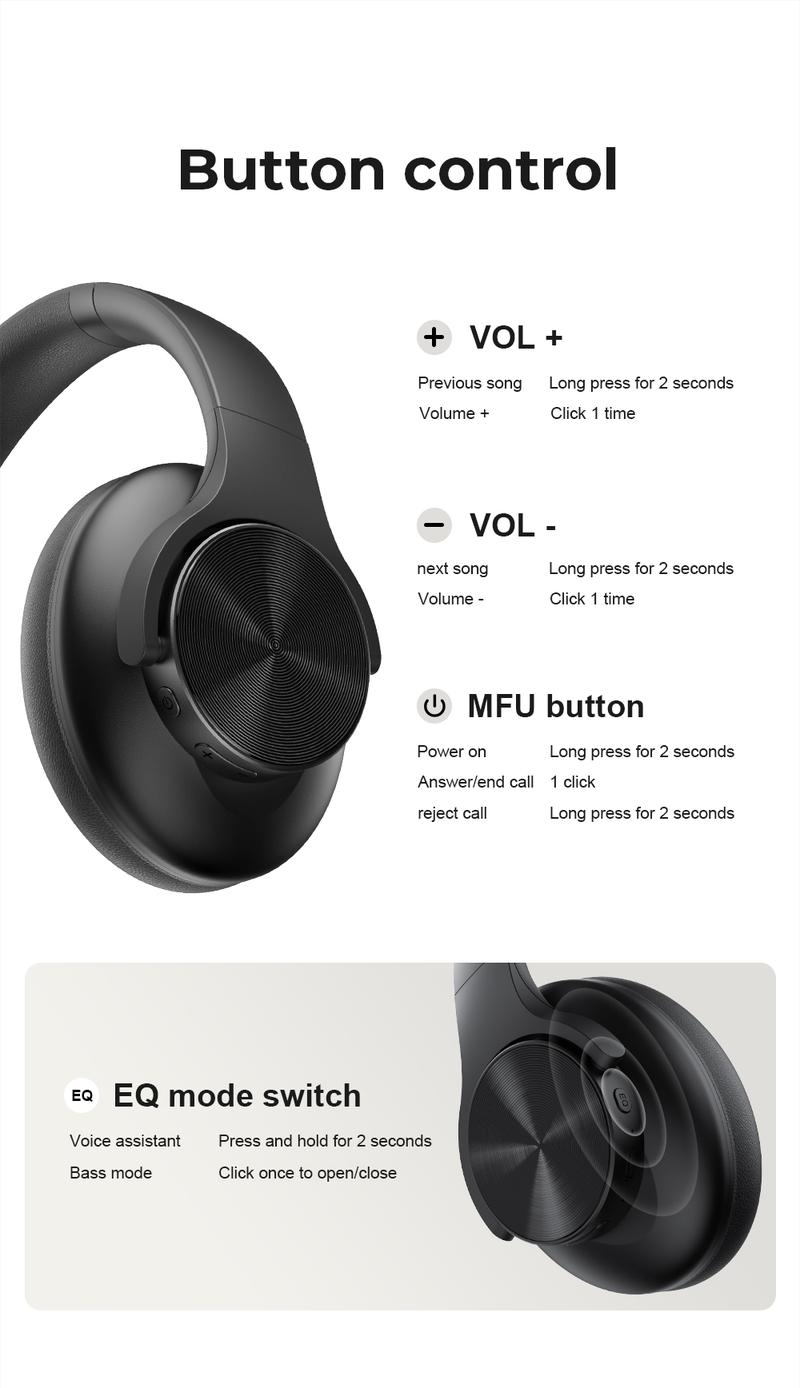 ERAZER Active Noise Cancellation Wireless Over Ear Headphones,Foldable Light weight Bluetooth Headsets,Deep Bass,With Microphone Audio Electronic ERAZER Active Noise Cancellation Wireless Over Ear Headphones,Foldable Light weight Bluetooth Headsets,Deep Bass,With Microphone Audio Electronic