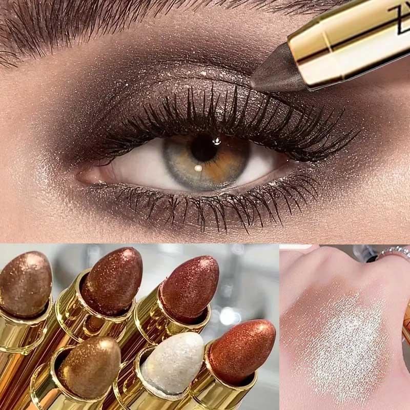 Long-lasting long-lasting shining eyeshadow pen, single-pack waterproof glitter and matte eyeshadow pen, high saturation eyeshadow stick, colorful eye makeup products, beauty supplies
