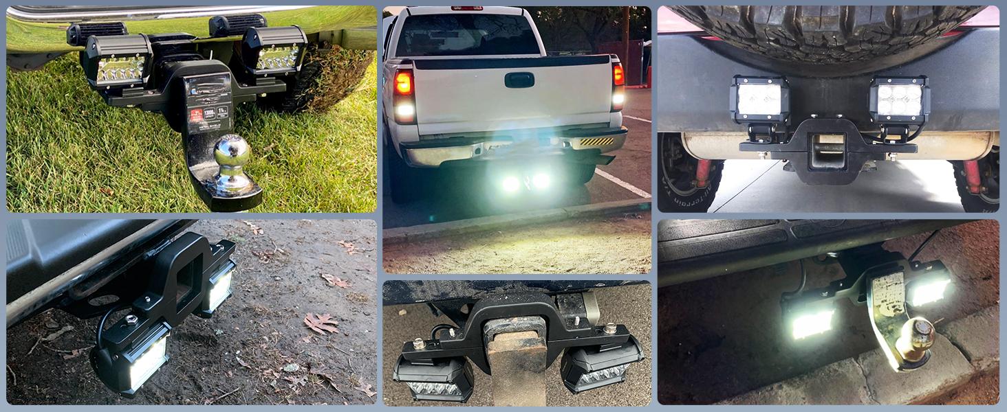 Nilight 2 Pcs 4 Inch 60W Led Pods with 2 Inch Tow Hitch Mounting Brackets Backup Reverse Lights Rear Light Bar for Pickup ATV SUV Waterproof Taillight