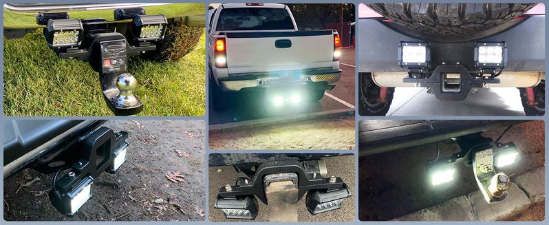 Nilight 2 Pcs 4 Inch 60W Led Pods with 2 Inch Tow Hitch Mounting Brackets Backup Reverse Lights Rear Light Bar for Pickup ATV SUV Waterproof Taillight