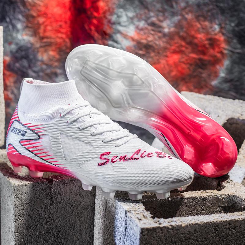 Unisex Professional Ag Football Cleats, Speed Cleats, Outdoor Sports Soccer Boots, Long Studs High Top, Artificial Grass Shoes, Turf Shoes, Lightweight Comfortable