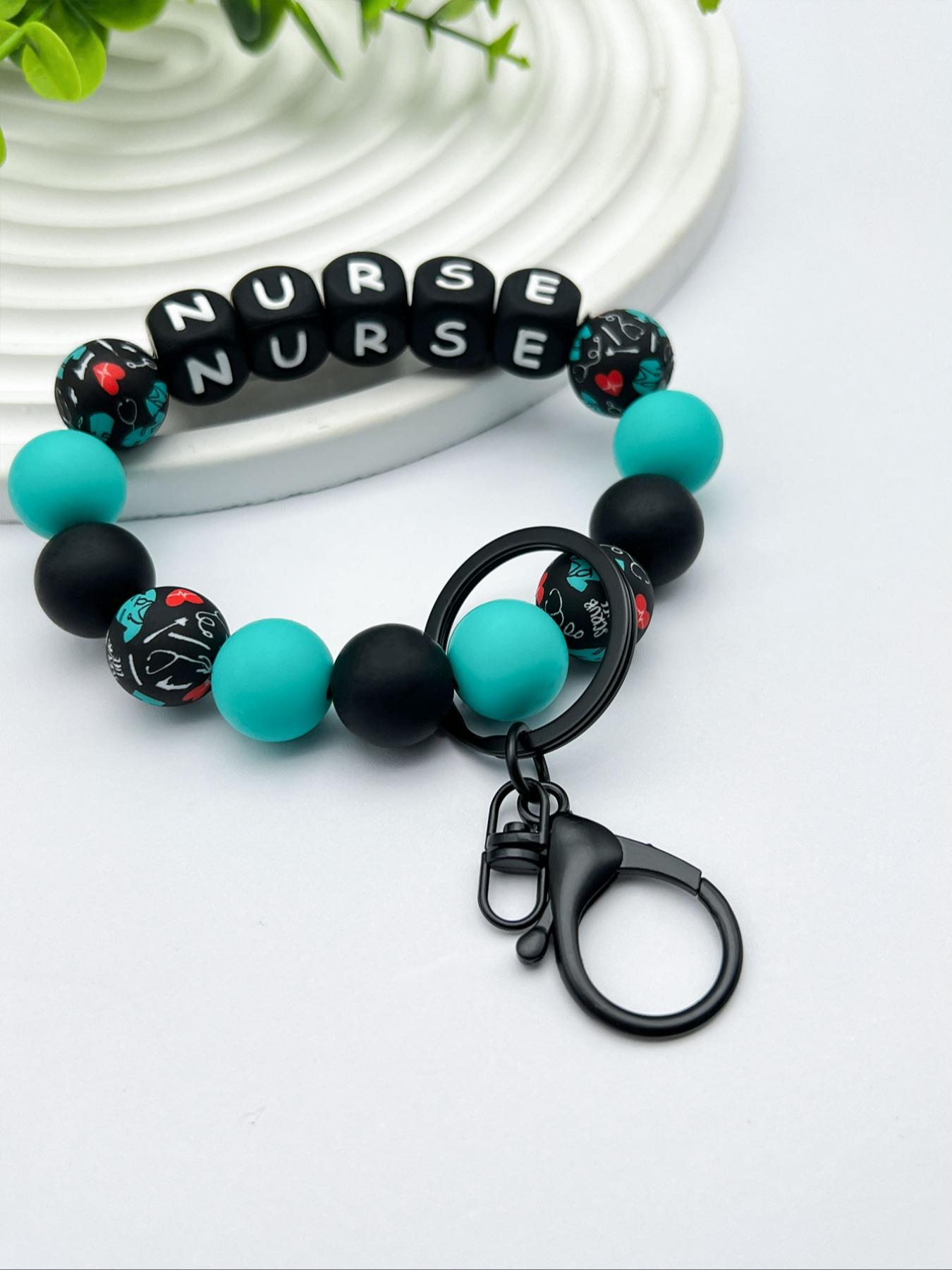 Cute Beaded Design Keychain, Novelty Keychain for Women & Men, Stylish Keychain, Fashion Accessories for Daily Bag, Key Decor, Thoughtful Gifts for Healthcare Workers, Handmade Keychain