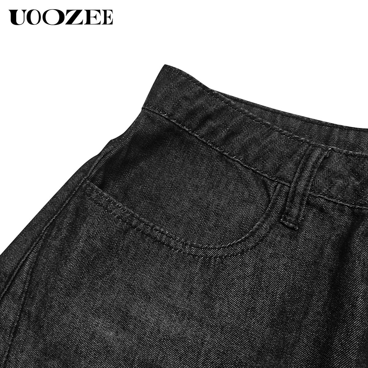 UOOZEE Women's Fall Jeans 2026 Graphic Eyelet Jeans, High-Waist Baggy Wide Leg Statement Denim Bottoms for Festival Looks,back to school shopping, Cropped