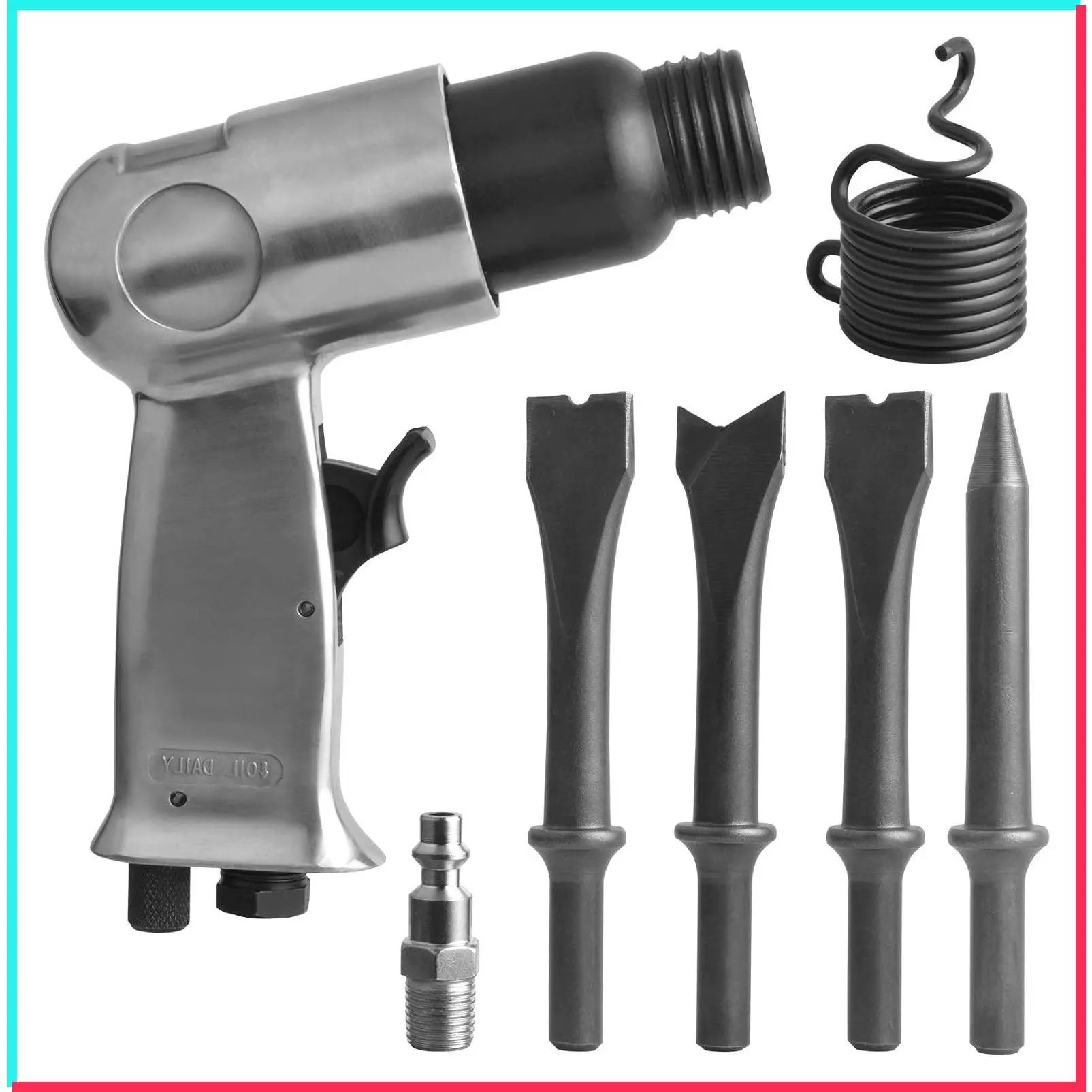 150mm Air Hammer Kit with 4 Chisels, 4500 BPM Pneumatic Hammer Shovel Tool, Air Chisel Pneumatic Shovel Tool for Cutting and Chipping