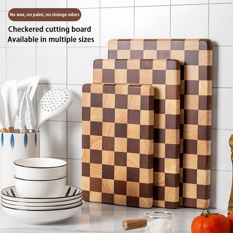 1PC Creative Checkered Wooden Cutting Board, Home Chopping Board, Mosaic Vegetable Cutting Board, Kitchen Food Prep Board, Fruit Solid Wood Board, Cooking Cutting Board, Durable Cutting Boards, Kitchenware