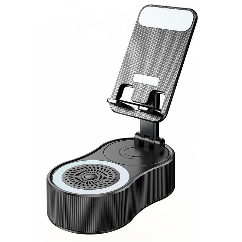 Creative Wireless Bluetooth Speaker Phone Stand USB Emergency Rechargeable Portable Power Bank Tablet Holder with Colorful Ambient Light, Perfect Gift for Friends and Family