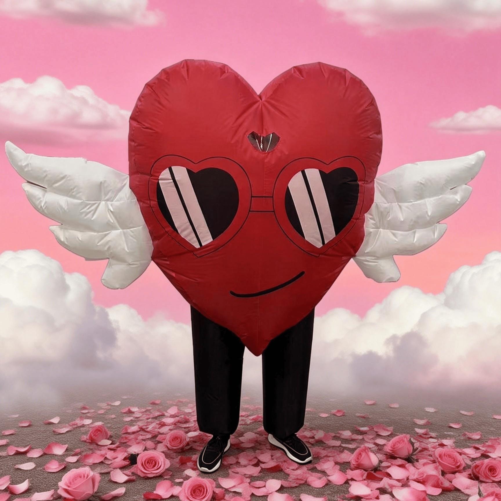 New Heart Wings Inflatable Costume for Adults, Unisex, Perfect for Valentine's Day, Halloween, Christmas, Carnival Parties