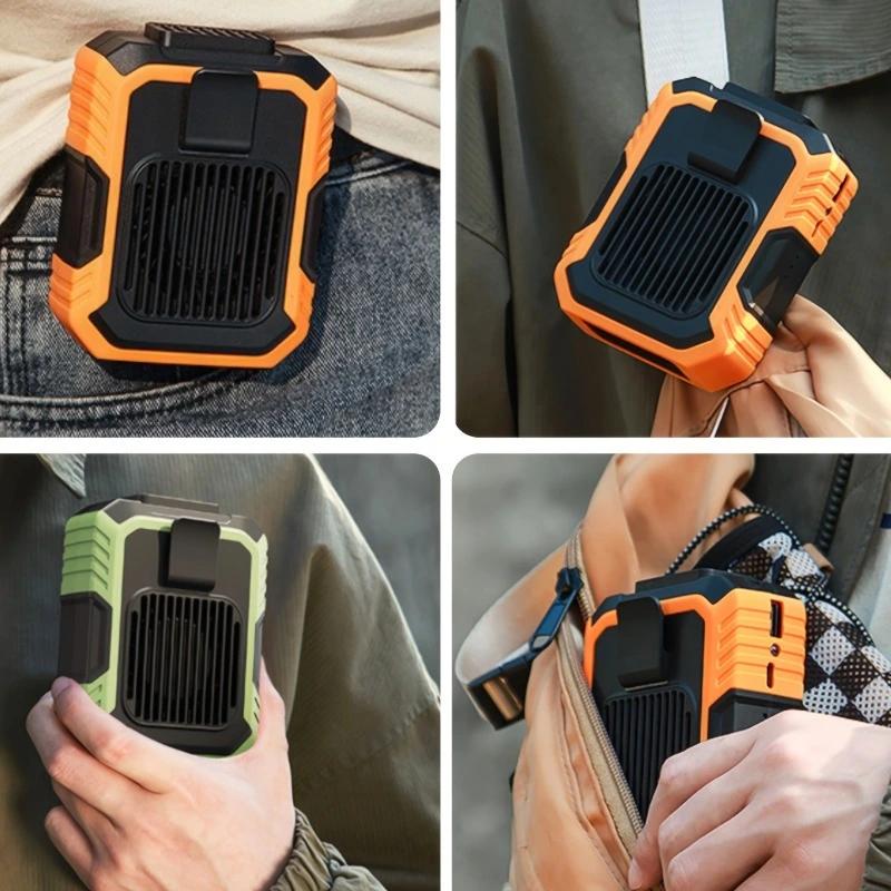 [Spring Deals] Coucur 2026 New Personal Waist Portable Fan USB Rechargeable with Clip & Power Bank 3 Speeds Airflow LED Light Wearable Belt Fan for Outdoor Jobsite Farms Traveling Fishing