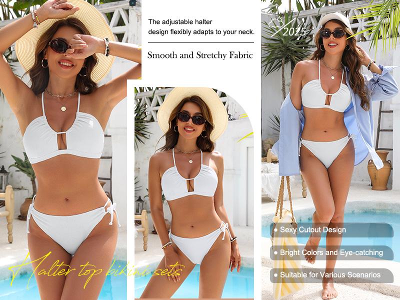 Blooming Jelly String Side Tie Bottom Women Cheeky Sexy Two Piece Bikini Sets Swimsuit