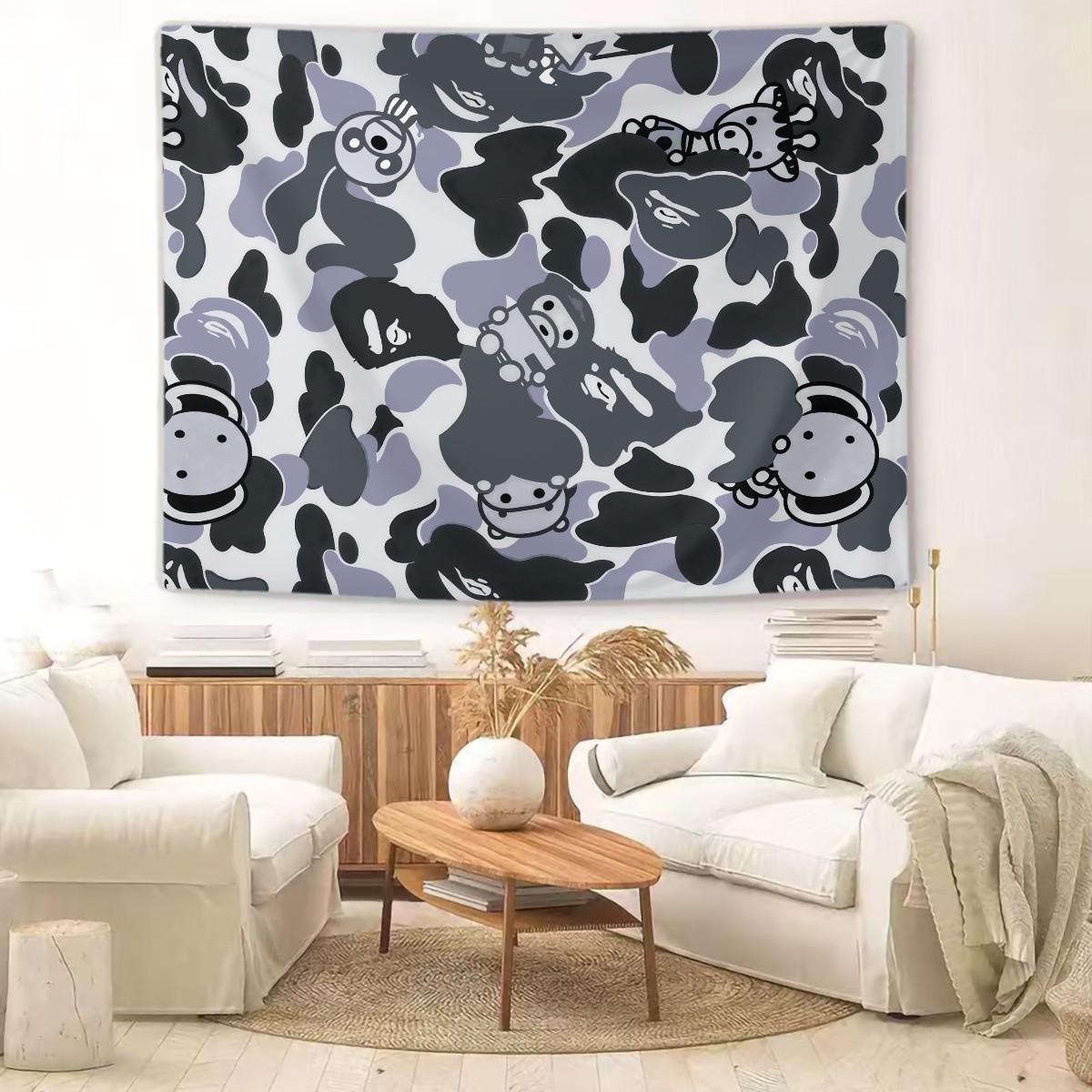 Camo Print Tapestry, Streetwear Style Wall Decor, Soft Fabric, Easy to Hang, Ideal for Background Decoration in Bedroom and Living Room for Trendy Youth, Perfect Gift for Family and Friends