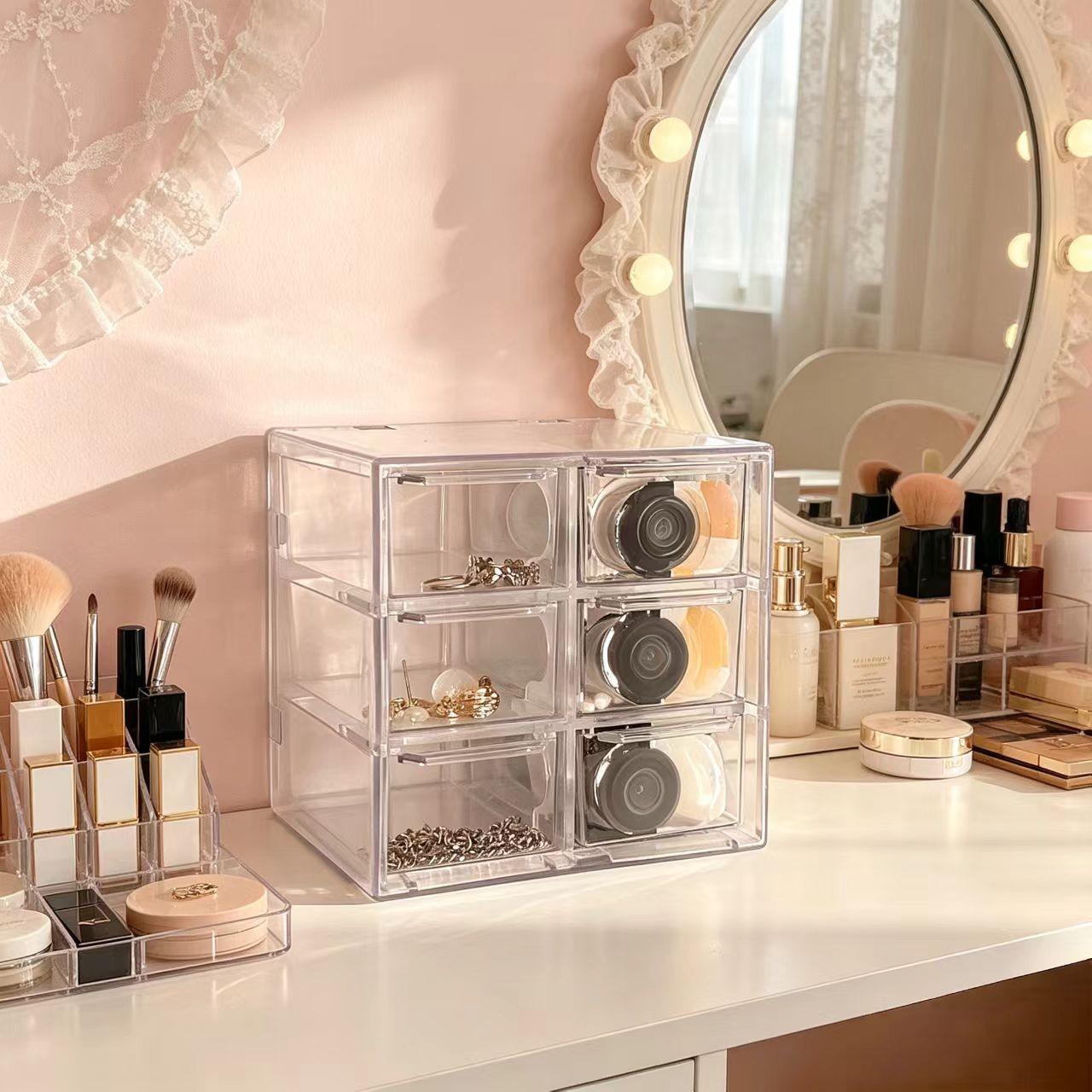 Large Capacity Desktop Organizer Box, Drawer Design, Ideal for Home Office, Living Room, Bedroom, Multi-Functional Storage for Jewelry, Stationery, Small Items