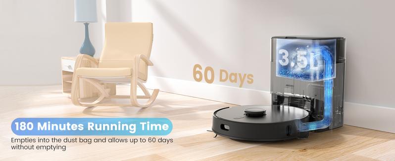 AIRROBO Robot Vacuum and Mop with Self-empty Model L40+(vacuum&mop with self empty station) Model L50+(with station and Ultrasonic carpet detection)