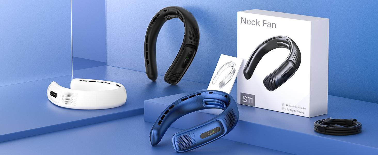 FrSara Neck Fan, 4 Turbo Bladeless Neck Fan, 4000 mAh Battery Operated USB Rechargeable Personal Fan, 360° Cooling Hands Free Fan, 3 Speeds, LED Display, Wearable Fan for Office Travel Gifts FrSara Neck Fan, 4 Turbo Bladeless Neck Fan, 4000 mAh Battery Operated USB Rechargeable Personal Fan, 360° Cooling Hands Free Fan, 3 Speeds, LED Display, Wearable Fan for Office Travel Gifts