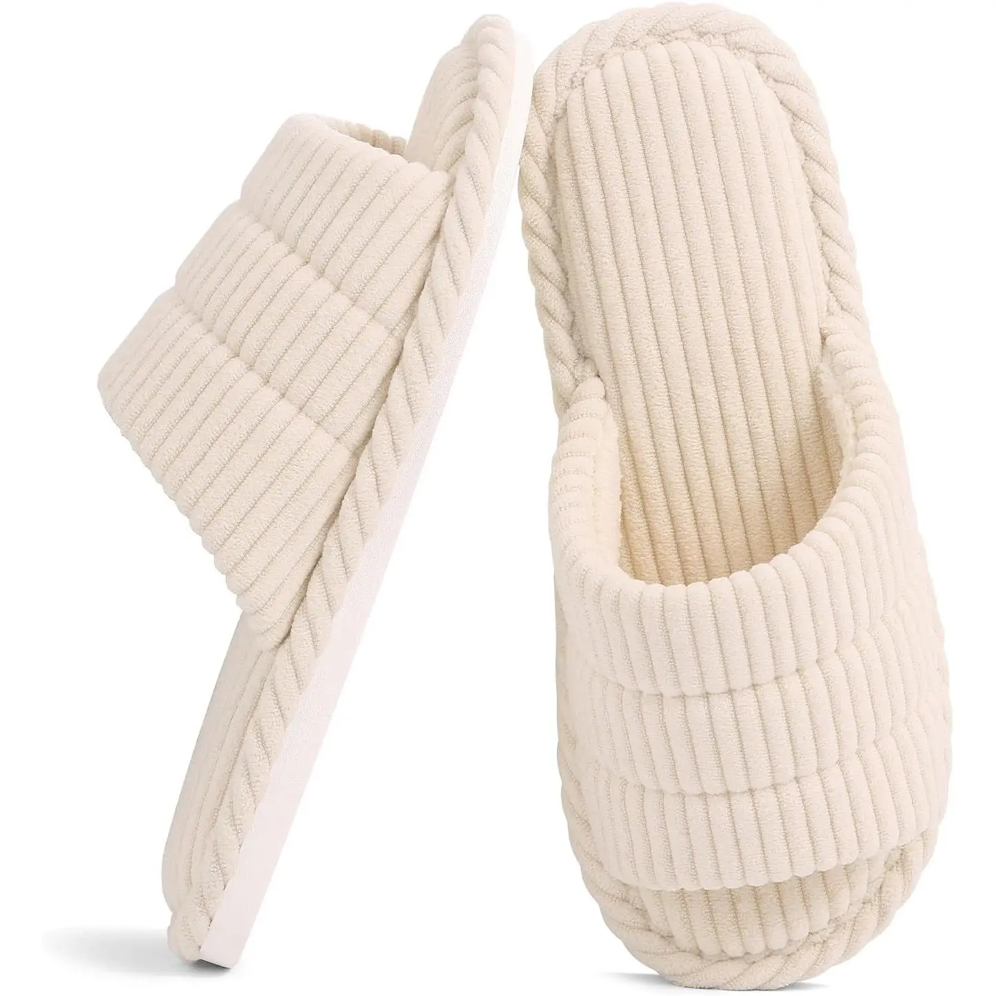 Summer Waffle Indoor Slippers for Women and Men - Breathable Open-Toe Memory Foam Slip-On Washable House Shoes, Bedroom SlidesGift