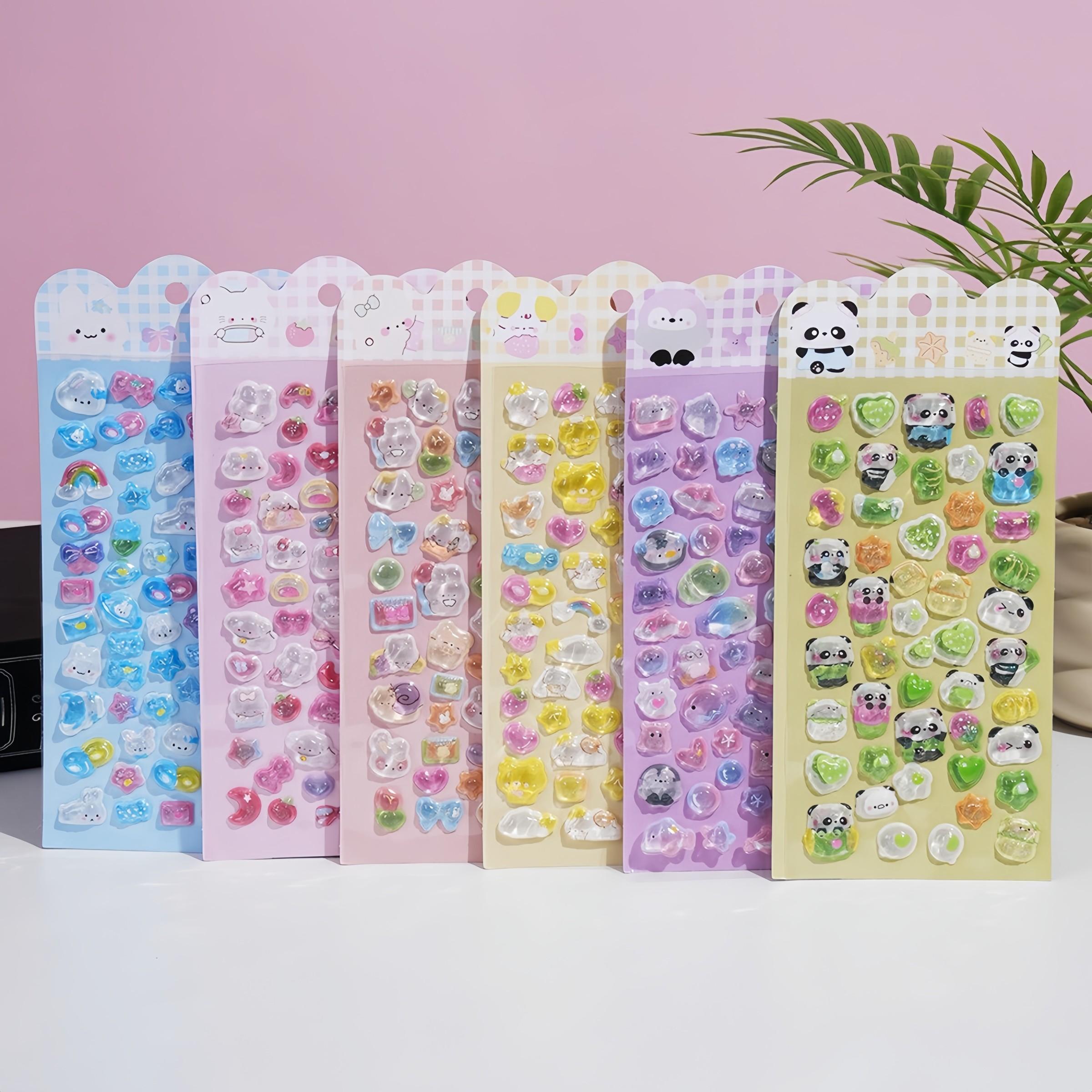 Cute 3D Kawaii Epoxy Stickers, Cartoon Panda Bear Rainbow Transparent Bubble Resin Stickers, Shiny Self Adhesive Decals for Journaling, Kaka Card, Phone Case, DIY Crafts, Kids Gifts, Aesthetic Korean Stationery Stickers, Accessories