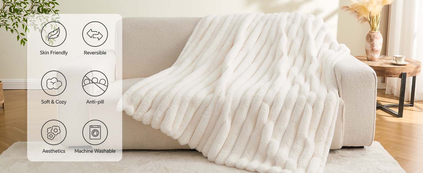 Bedelite Striped Blanket for Couch Soft Cozy Fluffy Light Weight Warm Plush Fuzzy 300GSM Valentine's Day gift Machine Washable 50x60 Twin 60x80 Queen 90x90 King 108x90 Spandex Blend Ultra Soft