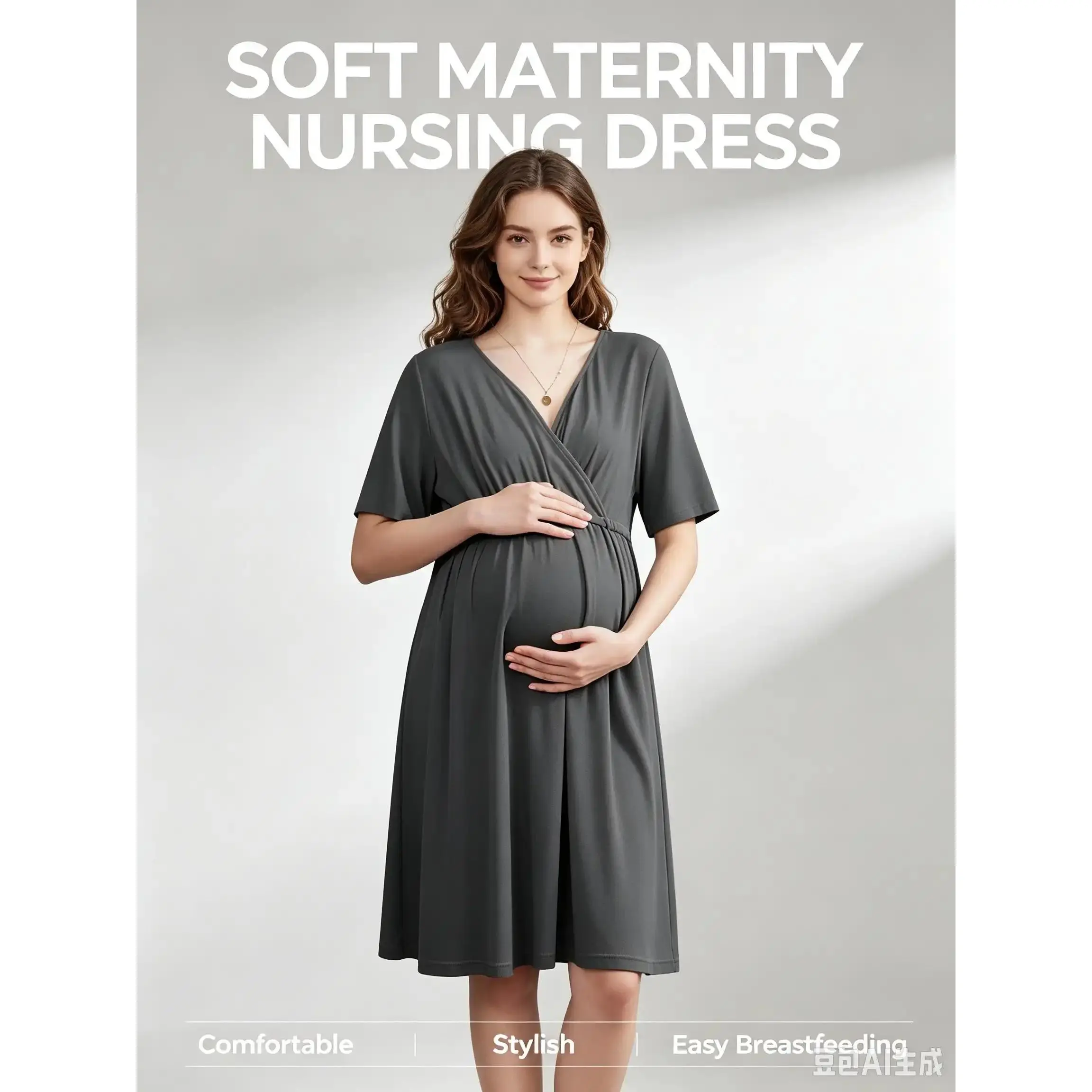 Women 2026 Summer Maternity Dress V Neck Solid Nursing Short Sleeve Loose Breathable Breastfeeding Dress For Pregnant Daily Home Vacation Casual Outfits,leopard,elegant,print,mermaid,Pleated,clemson