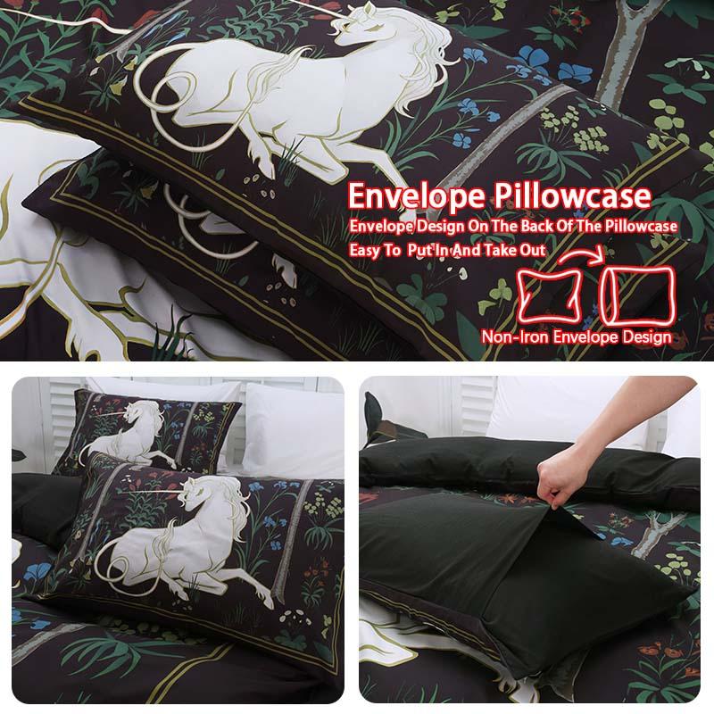 Unicorn Theme Reversible Bedding Set, Soft Polyester Duvet Cover and Pillowcase, Bedroom Decor, Comfortable and Stylish, Soft Bedding Sets