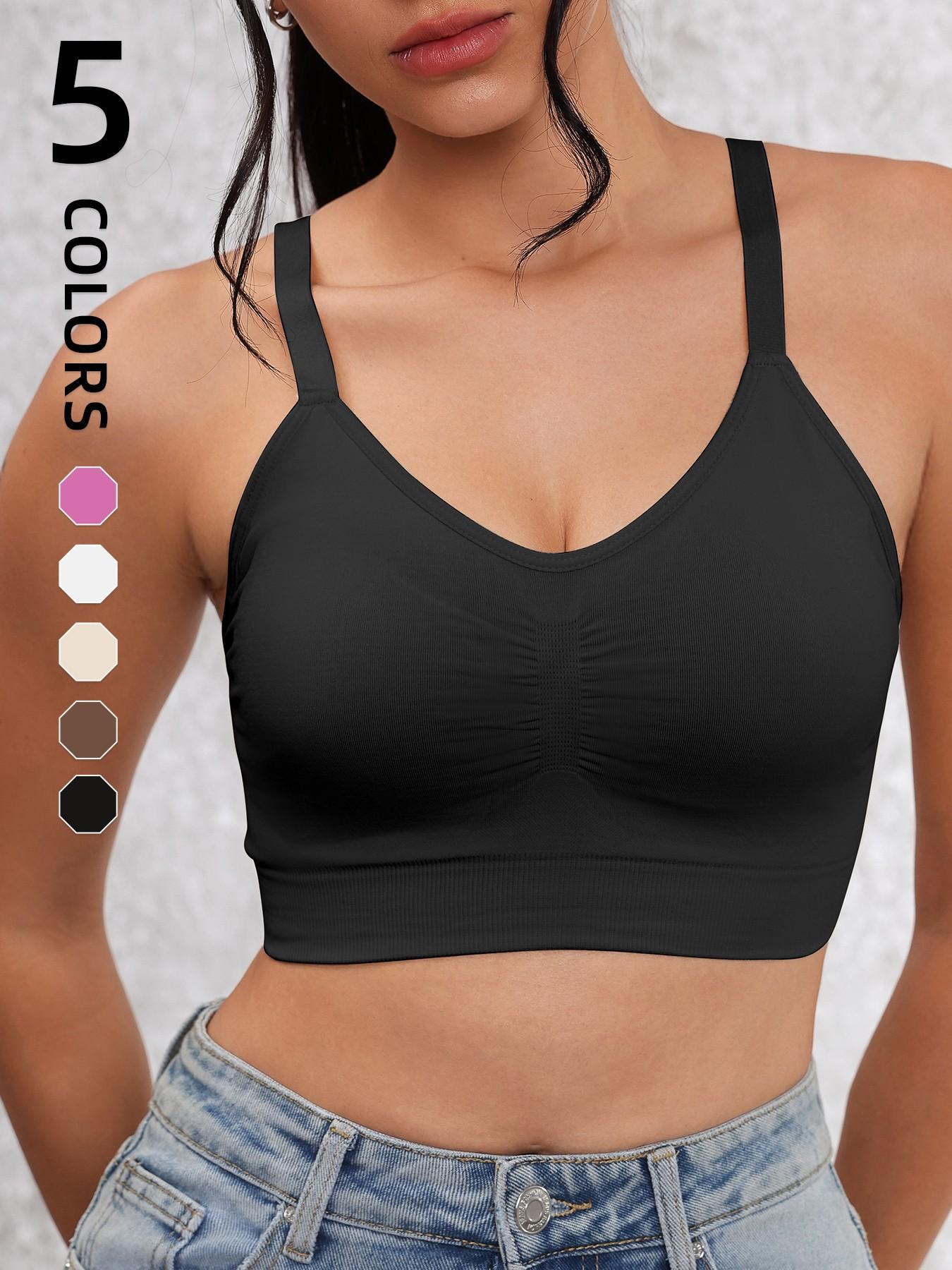 Women's Solid Seamless Sports Bra, Breathable Comfortable Activewear, Yoga Sports Bra, Ideal for Sports and Daily Wear in All Seasons