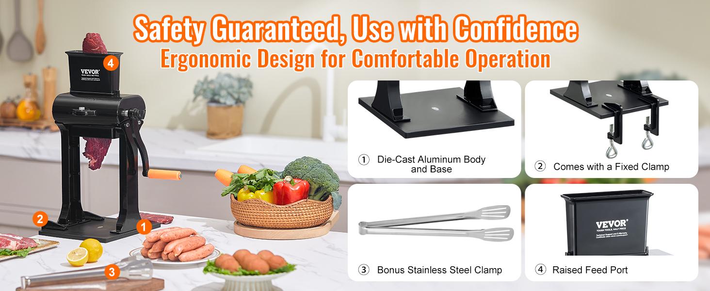 VEVOR Commercial Meat Tenderizer, Heavy Duty Stainless Steel Meat Tenderizer Machine, Quick and Easy Manual Operation Kitchen Tool, 5.8 Feed Port for Beef, Turkey, Chicken, Pork, Steak, and Fish